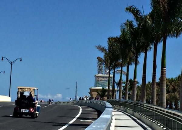 Crosstown Parkway new bridge with monuments and Guy Harvey artwork