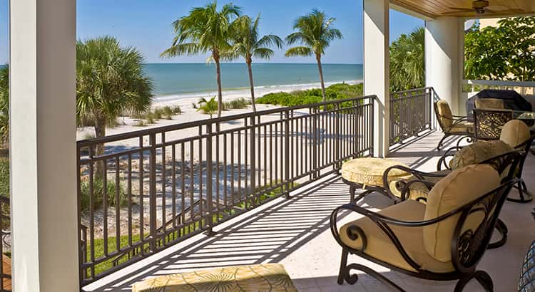 Vacation Home View from Condo Balcony to  Beach